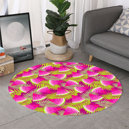 Purple Tropical Watermelon Pattern Print Round Rug