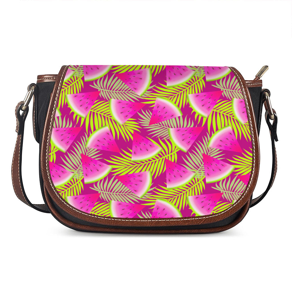 Purple Tropical Watermelon Pattern Print Saddle Bag