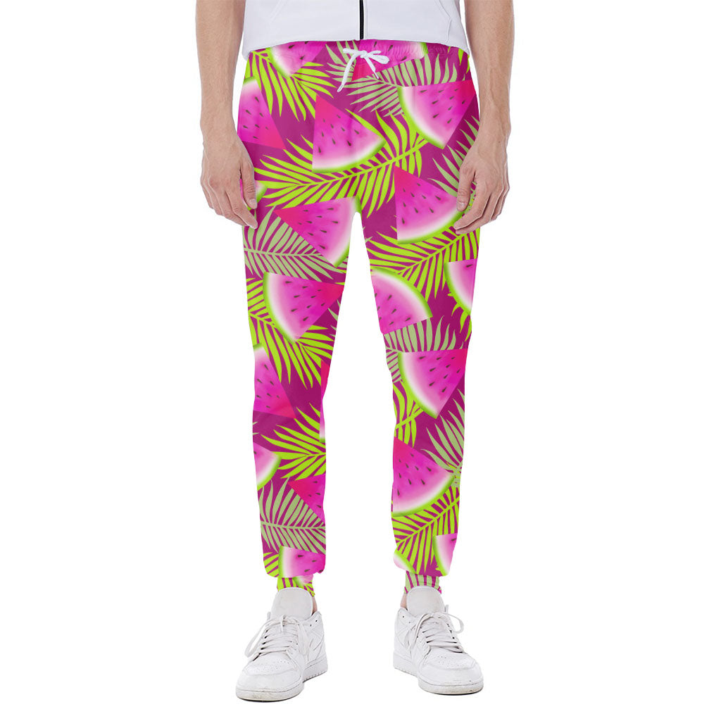 Purple Tropical Watermelon Pattern Print Scuba Joggers