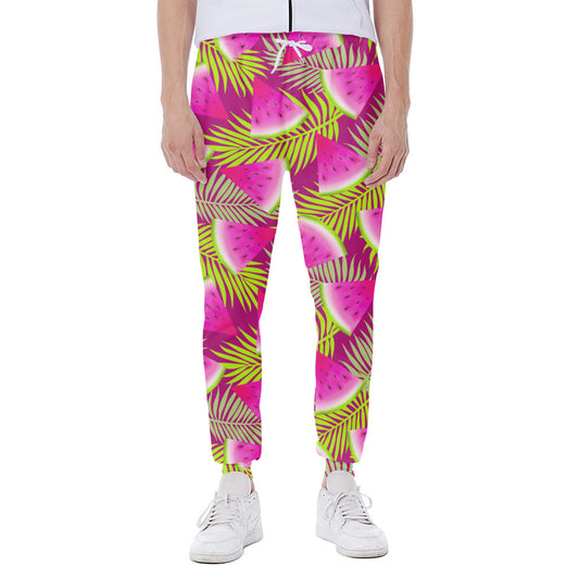 Purple Tropical Watermelon Pattern Print Scuba Joggers