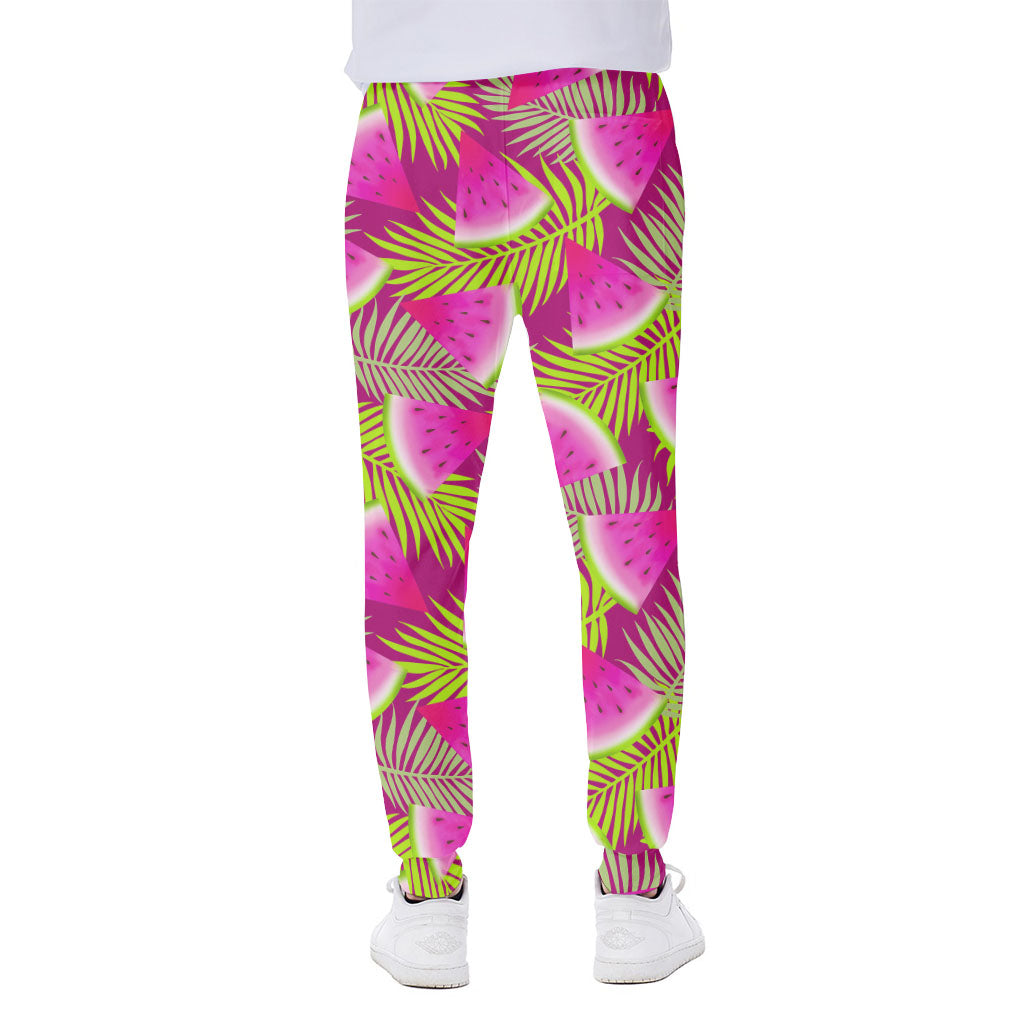 Purple Tropical Watermelon Pattern Print Scuba Joggers
