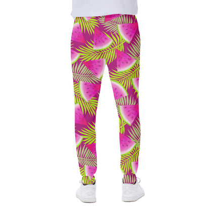 Purple Tropical Watermelon Pattern Print Scuba Joggers
