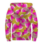 Purple Tropical Watermelon Pattern Print Sherpa Lined Zip Up Hoodie