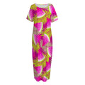 Purple Tropical Watermelon Pattern Print Short Sleeve Long Nightdress