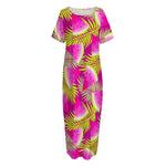 Purple Tropical Watermelon Pattern Print Short Sleeve Long Nightdress