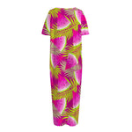 Purple Tropical Watermelon Pattern Print Short Sleeve Long Nightdress