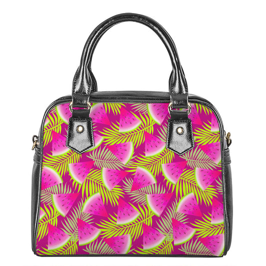 Purple Tropical Watermelon Pattern Print Shoulder Handbag