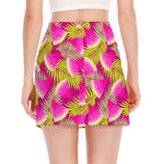 Purple Tropical Watermelon Pattern Print Side Slit Mini Skirt