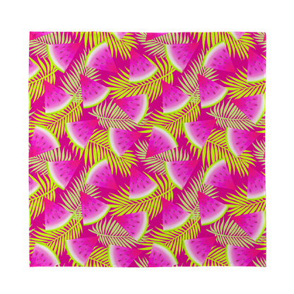 Purple Tropical Watermelon Pattern Print Silk Bandana