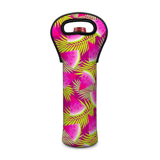 Purple Tropical Watermelon Pattern Print Single Neoprene Wine Tote