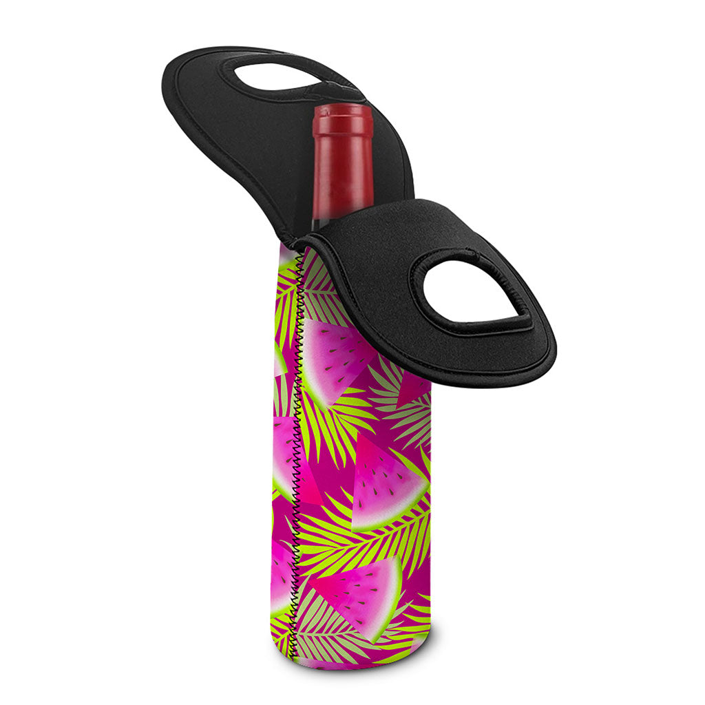 Purple Tropical Watermelon Pattern Print Single Neoprene Wine Tote
