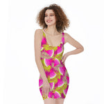 Purple Tropical Watermelon Pattern Print Sleeveless Bodycon Dress
