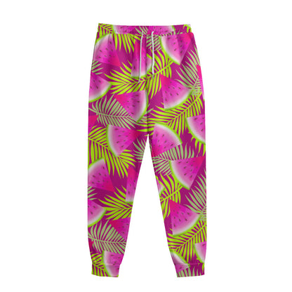 Purple Tropical Watermelon Pattern Print Sweatpants
