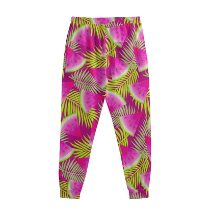 Purple Tropical Watermelon Pattern Print Sweatpants