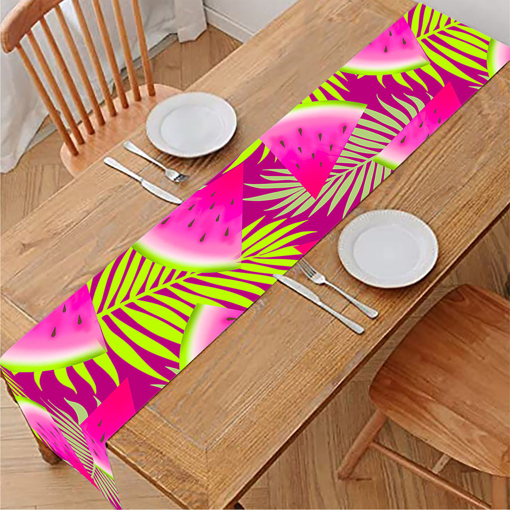 Purple Tropical Watermelon Pattern Print Table Runner