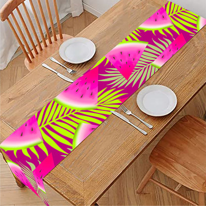 Purple Tropical Watermelon Pattern Print Table Runner