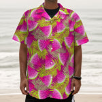 Purple Tropical Watermelon Pattern Print Textured Short Sleeve Shirt