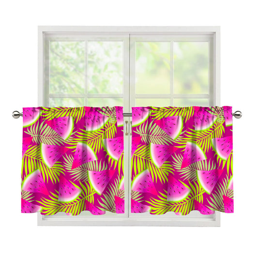 Purple Tropical Watermelon Pattern Print Tier Curtains