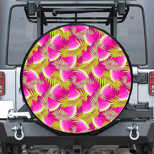 Purple Tropical Watermelon Pattern Print Tire Cover
