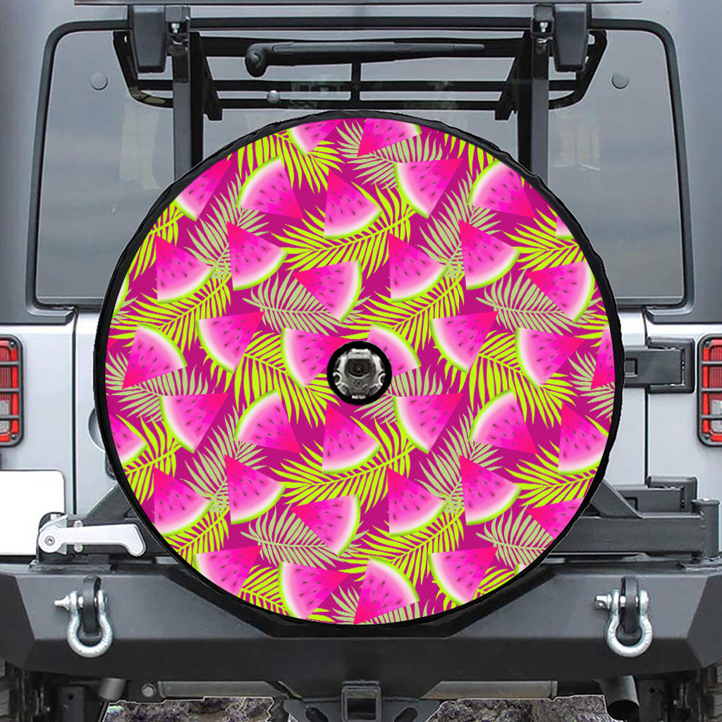 Purple Tropical Watermelon Pattern Print Tire Cover With Camera Hole