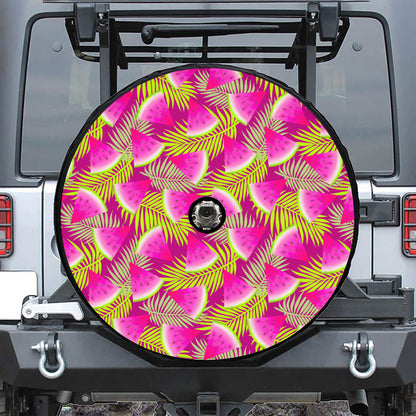 Purple Tropical Watermelon Pattern Print Tire Cover With Camera Hole