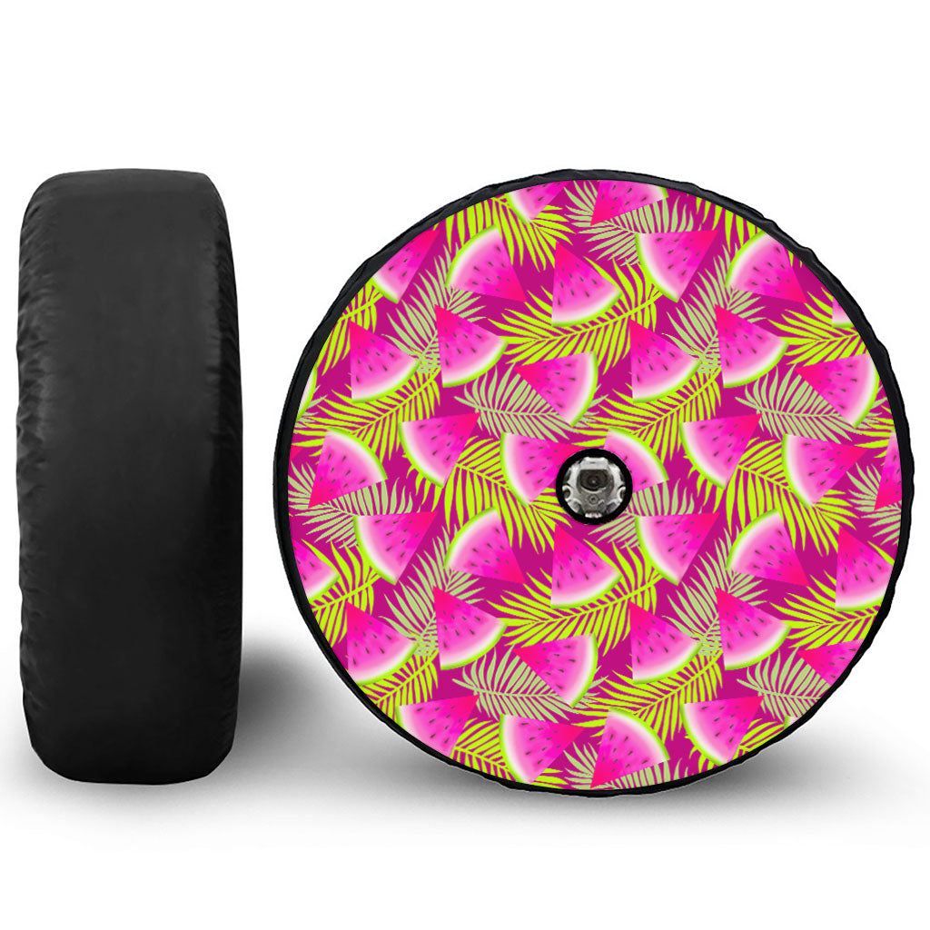 Purple Tropical Watermelon Pattern Print Tire Cover With Camera Hole