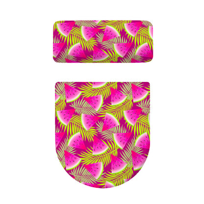 Purple Tropical Watermelon Pattern Print Toilet Lid And Tank Cover Set