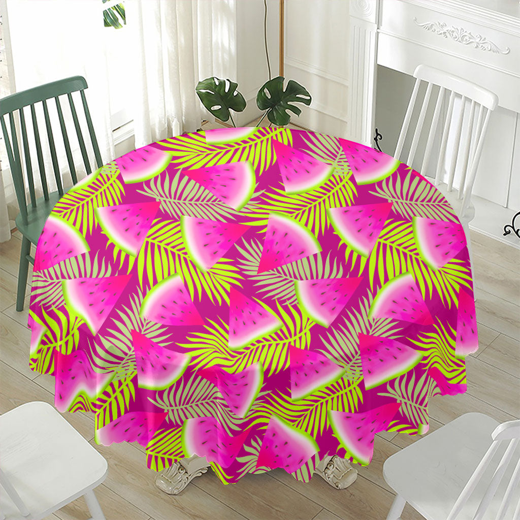 Purple Tropical Watermelon Pattern Print Waterproof Round Tablecloth