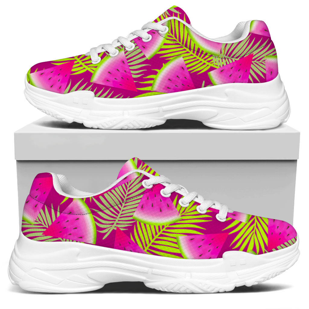 Purple Tropical Watermelon Pattern Print White Chunky Shoes
