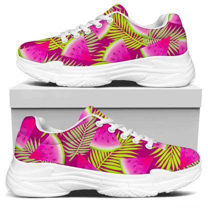 Purple Tropical Watermelon Pattern Print White Chunky Shoes