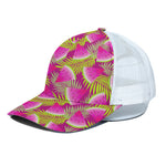 Purple Tropical Watermelon Pattern Print White Mesh Trucker Cap