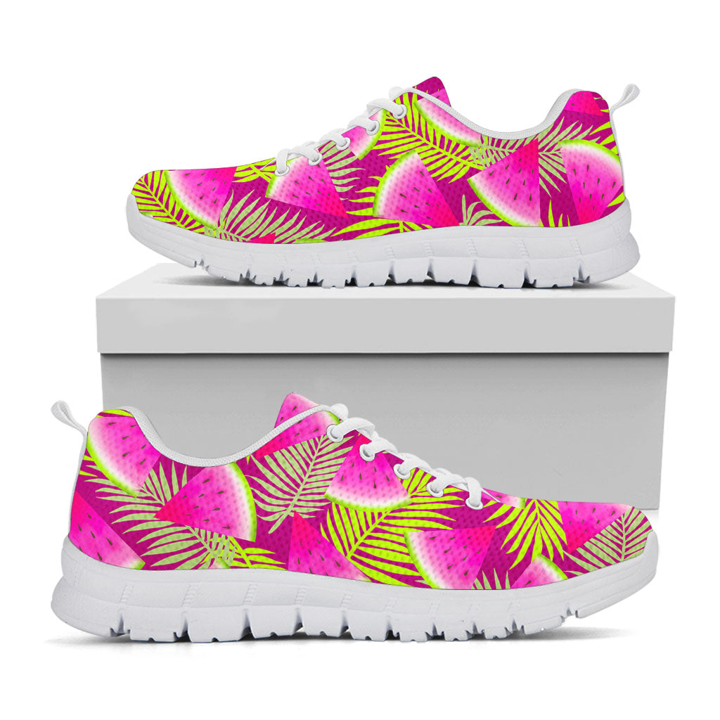 Purple Tropical Watermelon Pattern Print White Running Shoes