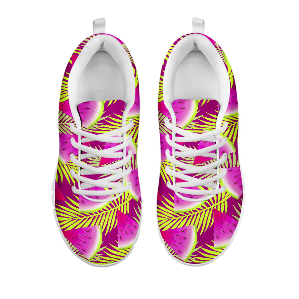 Purple Tropical Watermelon Pattern Print White Running Shoes