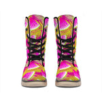 Purple Tropical Watermelon Pattern Print Winter Boots