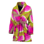 Purple Tropical Watermelon Pattern Print Women's Bathrobe