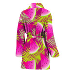 Purple Tropical Watermelon Pattern Print Women's Bathrobe