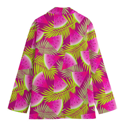 Purple Tropical Watermelon Pattern Print Women's Blazer