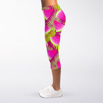 Purple Tropical Watermelon Pattern Print Women's Capri Leggings