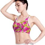 Purple Tropical Watermelon Pattern Print Women's Sports Bra