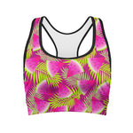 Purple Tropical Watermelon Pattern Print Women's Sports Bra
