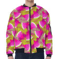 Purple Tropical Watermelon Pattern Print Zip Sleeve Bomber Jacket