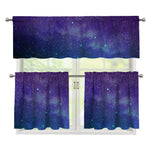 Purple Turquoise Galaxy Space Print 3 Piece Kitchen Curtains