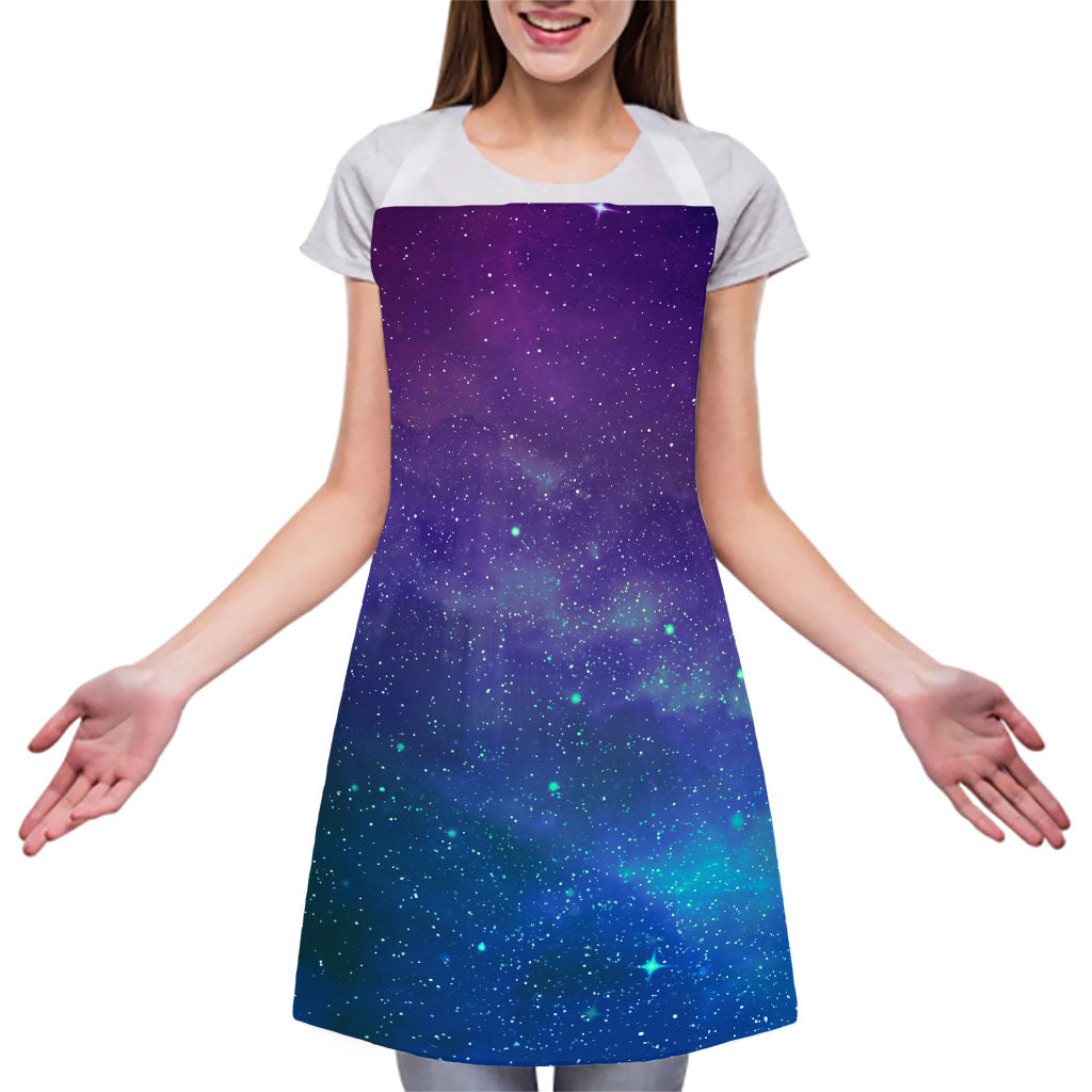 Purple Turquoise Galaxy Space Print Adjustable Apron