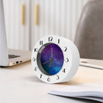Purple Turquoise Galaxy Space Print Alarm Clock