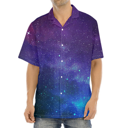 Purple Turquoise Galaxy Space Print Aloha Shirt