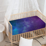 Purple Turquoise Galaxy Space Print Baby Crib Sheet