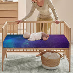 Purple Turquoise Galaxy Space Print Baby Crib Sheet