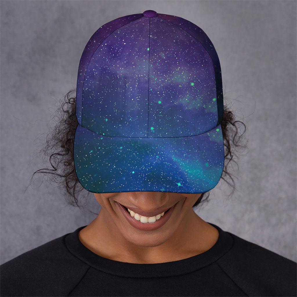 Purple Turquoise Galaxy Space Print Baseball Cap