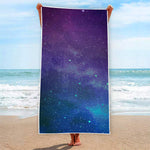 Purple Turquoise Galaxy Space Print Beach Towel