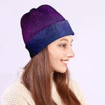 Purple Turquoise Galaxy Space Print Beanie